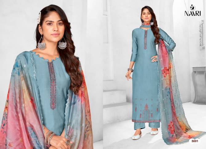 Aalisha Naari Silk Fancy Wear Wholesale Designer Dress Material Catalog